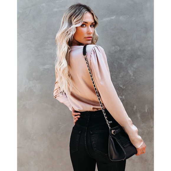 LAST ONE - IVETTE SATIN DRAP BODYSUIT CHAMPAGNE - Picture 4 of 9